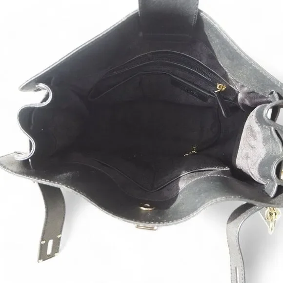 Michael Kors Hamilton Large Saffiano Leather Tote Bag Purse Black / Gold OS - Picture 5 of 11